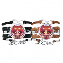 squirrel korea flag hibiscus flower bracelet hand strap leather  wristband double set