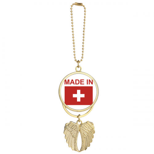 Switzerland Country Love Car Keychain Angel Wing Pendant