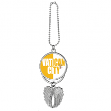 Vatican City Country Flag Name Silver Wing Car Pendant Decoration Vatican City Country Flag Name Silver Wing Car Pendant Decoration