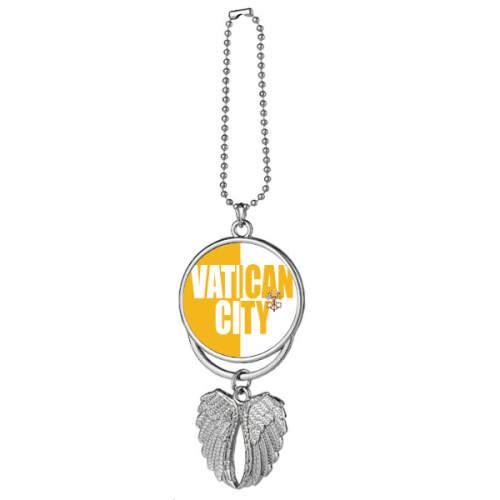 Vatican City Country Flag Name Silver Wing Car Pendant Decoration Vatican City Country Flag Name Silver Wing Car Pendant Decoration