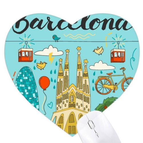 Barcelona Spanish Sagrada Falia Heart Mousepad Rubber Mat Game Office