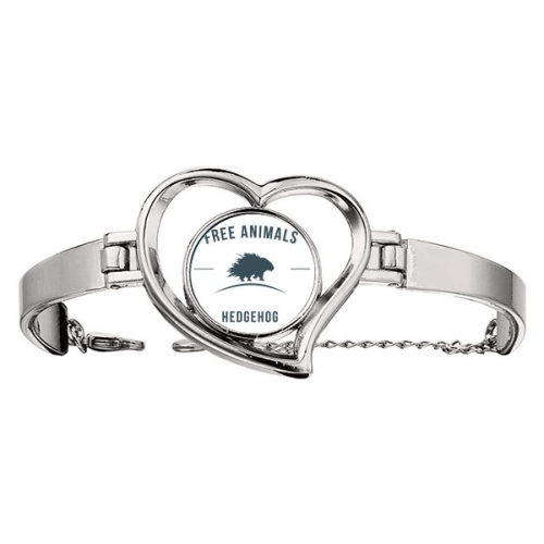 Cartoon Hedgehog Animal Blue Outline Bracelet Heart Jewelry Wire Bangle