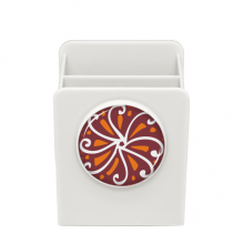 棕色菊花墨西哥图腾 办公桌文具收纳盒笔筒