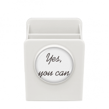Yes You Can Inspirational Quote Sayings Desk Pencil Holder Cup Pen Organizer