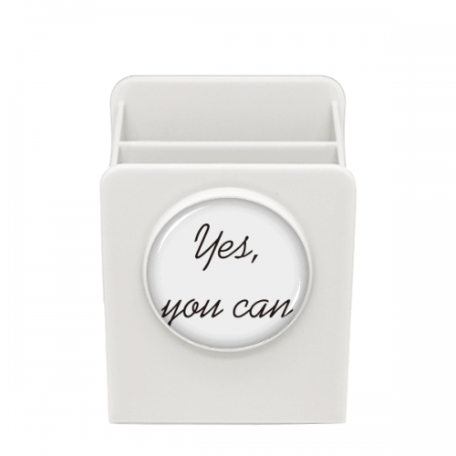 Yes You Can Inspirational Quote Sayings Desk Pencil Holder Cup Pen Organizer