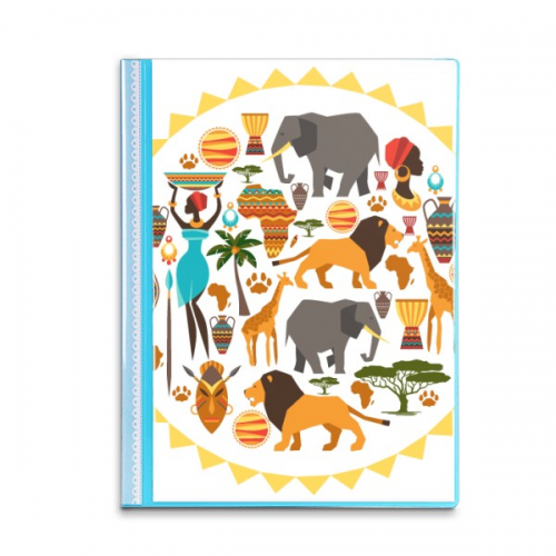 热带非洲人野生动物狮子 资料册文件夹多层插页式夹子