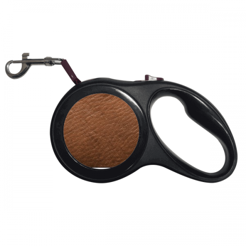 Brown Leather  Design Retractable Dog Leash Pet Walking Leash