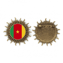 喀麦隆国旗非洲国家象征符号图案 复古金属太阳胸针挂钩别针