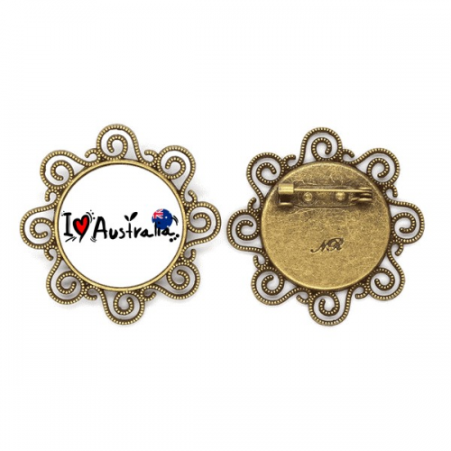 i love australia world flag heart flower brooch pins jewelry  for  girls