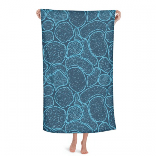 蓝色显微镜细胞结构生物插画 法兰绒空调毯毛毯披肩毯子