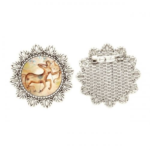 十一月十二月射手星座图案 银色花朵胸针饰品别针