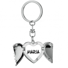 Special Handwriting English Name MARIA Heart Angel Wing Key Chain Holder