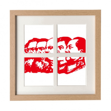 Red Marxism Chairman Mao China Frame Wall Tabletop Display 4 Openings Picture