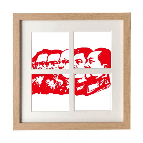 Red Marxism Chairman Mao China Frame Wall Tabletop Display 4 Openings Picture