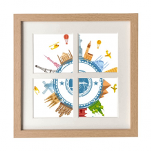 World Earth Landmark City Pattern Frame Wall Tabletop Display 4 Openings Picture
