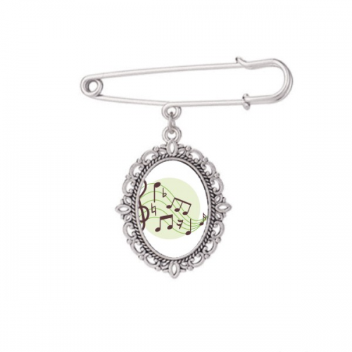 Round-shaped Flappg Music Notes Brooch Pin Dress Shirt Shawl Clips