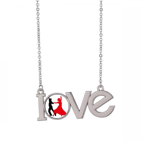 双人舞交际舞舞者 爱LOVE项链吊坠珠宝饰品