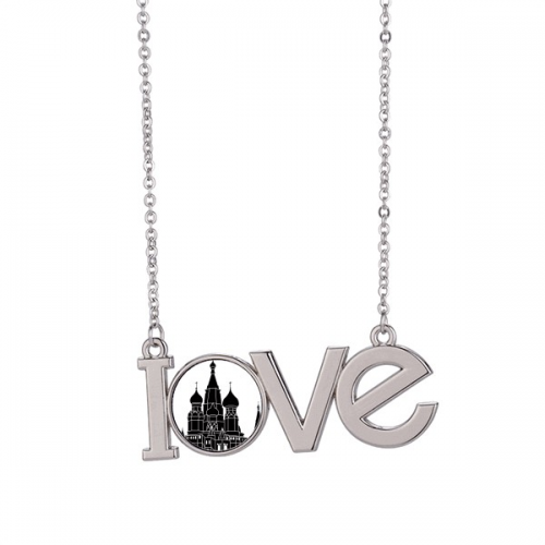 russia  petersburg outline love necklace pendant charm jewelry