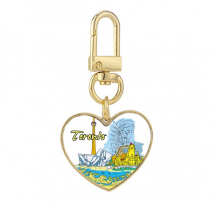 加拿大风情多伦多风景地标 金色心形钥匙扣金属钥匙圈