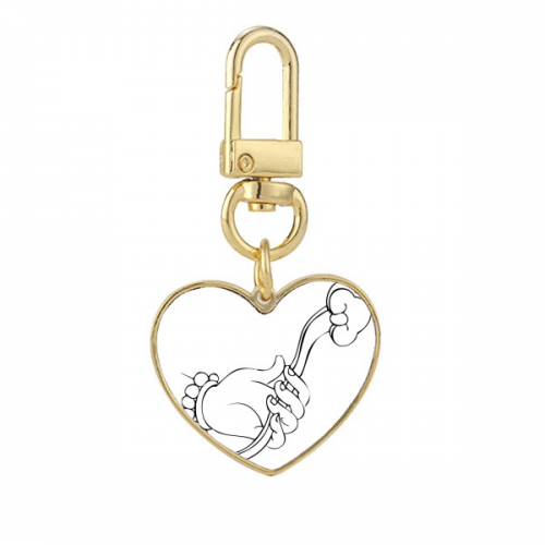 Culture and Ruyi Line Drawing Pattern Gold Heart Keychain Metal Keyring Holder