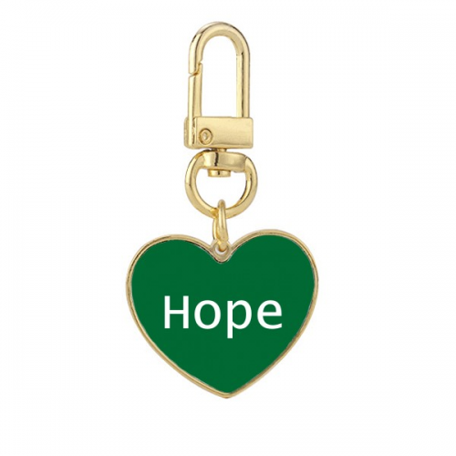 Hope Word Inspirational Quote Sayings Gold Heart Keychain Metal Keyring Holder