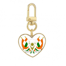 niger afnational emblem gold heart keychain metal keyring holder