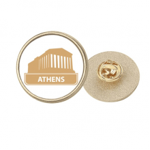 希腊雅典黄色地标建筑图案 金色金属饰钉胸针徽章