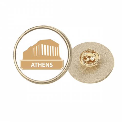 希腊雅典黄色地标建筑图案 金色金属饰钉胸针徽章 希腊雅典黄色地标建筑图案 金色金属饰钉胸针徽章