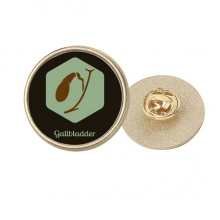 Body Gallbladder Art Deco Fashion Round Metal Golden Pin Brooch Clip Body Gallbladder Art Deco Fashion Round Metal Golden Pin Brooch Clip