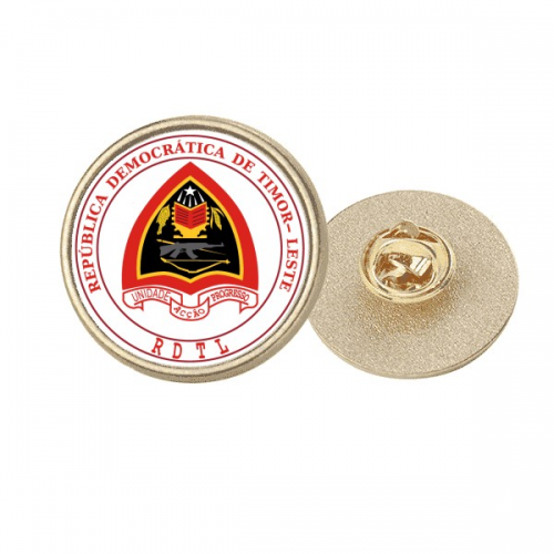 Dili East Timor National Emblem Round Metal Golden Pin Brooch Clip