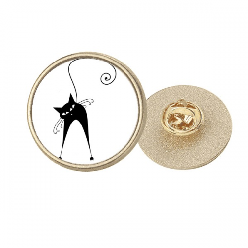 万圣节黑猫动物艺术剪影 金色金属饰钉胸针徽章