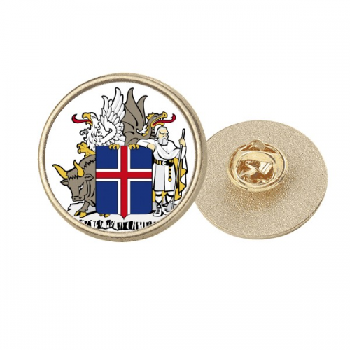 冰岛欧洲国徽 金色金属饰钉胸针徽章