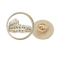 意大利罗马国家地标风景素描插画 金色金属饰钉胸针徽章