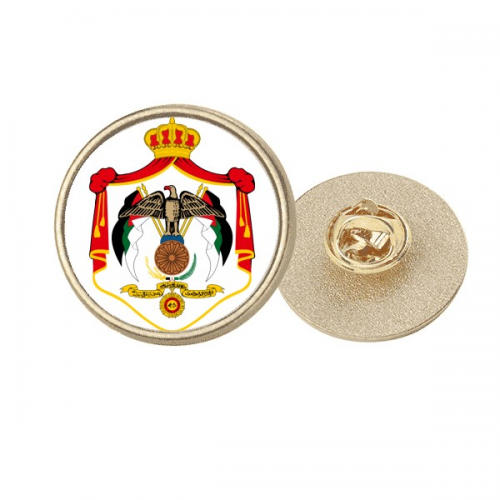 约旦亚洲国徽 金色金属饰钉胸针徽章