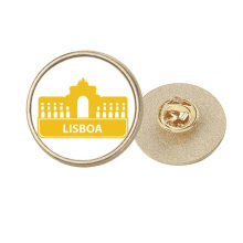 葡萄牙里斯本黄色地标图案 金色金属饰钉胸针徽章