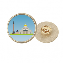 St. Petersburg Russia National Symbol Round Metal Golden Pin Brooch Clip