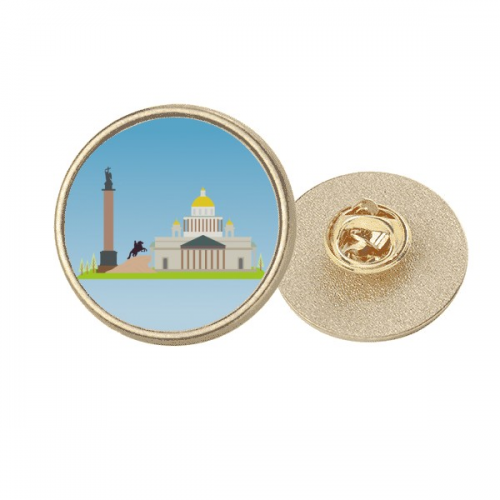 St. Petersburg Russia National Symbol Round Metal Golden Pin Brooch Clip St. Petersburg Russia National Symbol Round Metal Golden Pin Brooch Clip