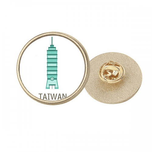Taiwan Attractions 101 Building Travel Round Metal Golden Pin Brooch Clip Taiwan Attractions 101 Building Travel Round Metal Golden Pin Brooch Clip