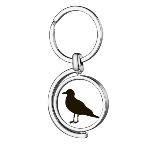 Black Seagull Animal Portrayal Rotating Keychain Metal Keyring Holder Black Seagull Animal Portrayal Rotating Keychain Metal Keyring Holder