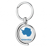 Blue Antarctica Illustration Map Pattern Rotating Keychain Metal Keyring Holder