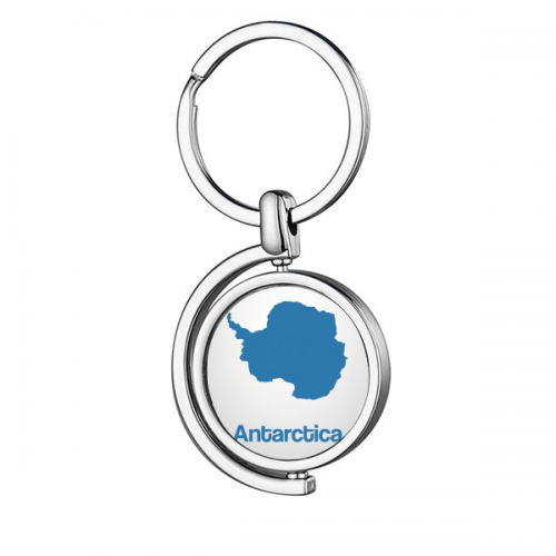 Blue Antarctica Illustration Map Pattern Rotating Keychain Metal Keyring Holder