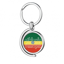 Ethiopia Country Flag Name Rotating Keychain Metal Keyring Holder Ethiopia Country Flag Name Rotating Keychain Metal Keyring Holder