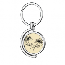 Hand Drawn Chrysanthemum Line Illustration Rotating Keychain Metal Keyring Holder