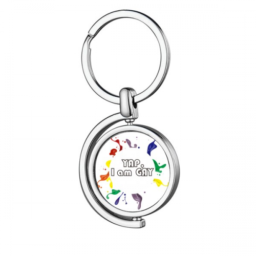 设计感同性标语同性恋又如何 旋转钥匙扣金属钥匙圈环