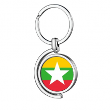 Myanmar National Flag Asia Country Rotating Keychain Metal Keyring Holder
