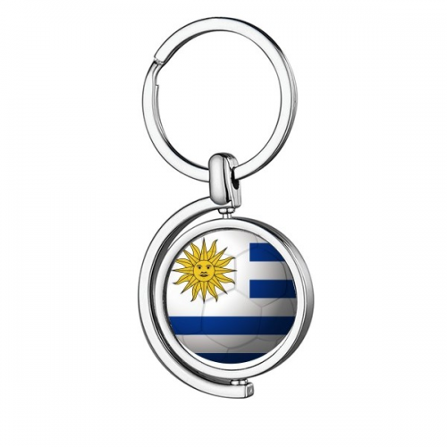 Uruguay National Flag Soccer Football Rotating Keychain Metal Keyring Holder