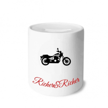 黑色机械摩托车纹样插画 越来越有钱存钱罐零钱盒