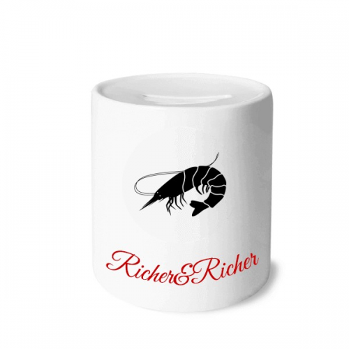 黑色海洋生物虾插画 越来越有钱存钱罐零钱盒 黑色海洋生物虾插画 越来越有钱存钱罐零钱盒