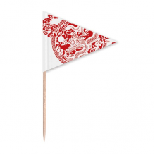 Chinese Red Dragon Animal  Toothpick Triangle Cupcake Toppers Flag