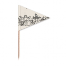 Italy Rome Country Sketch Landscape Toothpick Triangle Cupcake Toppers Flag